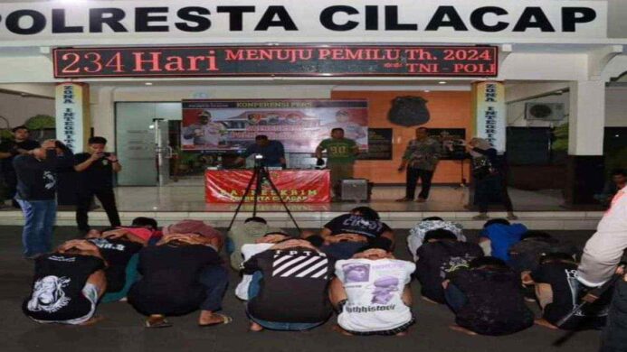 Para pelaku Pengeroyokan yang berhasil ditangkap Satreskrim Polresta Cilacap