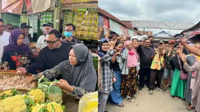 Caleg DPR RI dari PDI Perjuangan Dapil Jateng VIII, Kaisar Kiasa saat kunjungi Pasar Majenang