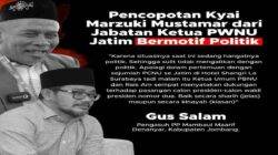 PBNU Copot Jabatan KH Marzuki Mustamar, Itu Motif Politik, ini Respon Kiai Pesantren