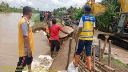 Kondisi Tanggul yang Jebol di Desa Bantarsari Sudah Ditutup Kembali