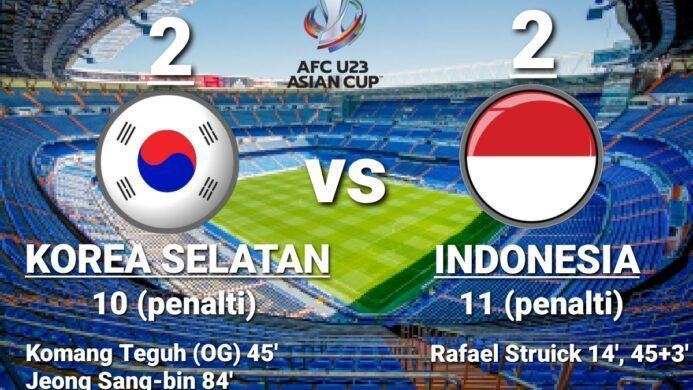 Piala AFC Asian Cup 2024 Indonesia U 23 vs Korea Selatan menang