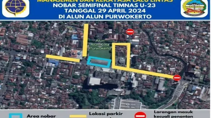 Rekayasa Lalu Lintas Dalam Kegiatan Nobar Timnas U23 di Alun alun Purwokerto