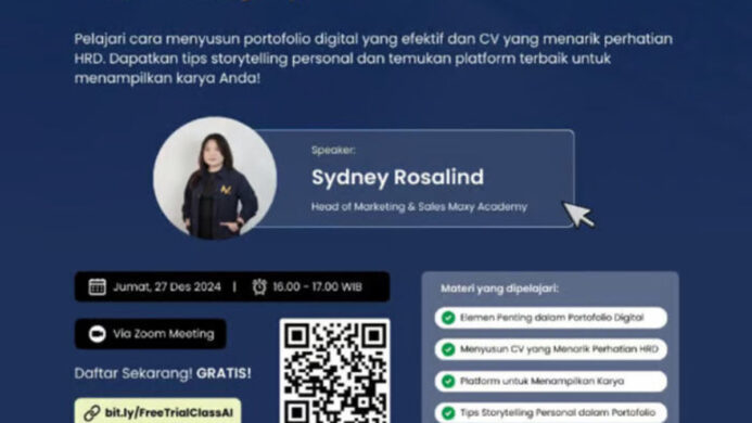 Bantu Pencari Kerja Siapkan CV dan Portofolio, MAXY Academy Berikan Pelatihan Online Gratis