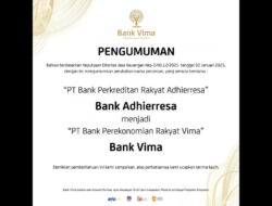 Perubahan Nama dan Logo PT Bank Perkreditan Rakyat Adhierresa menjadi PT Bank Perekonomian Rakyat Vima