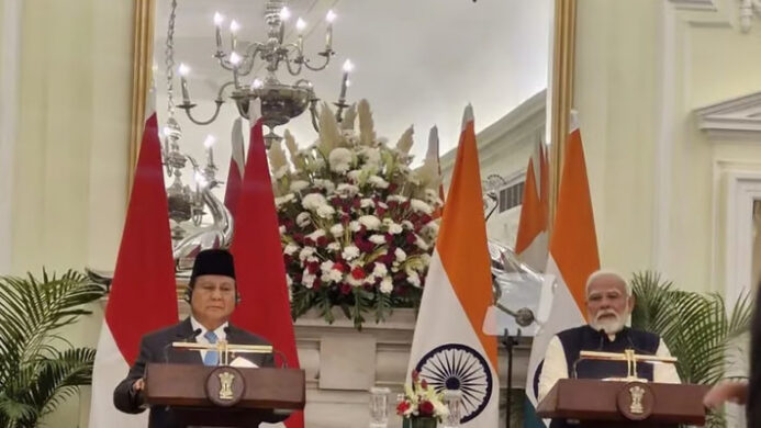 Potret Presiden RI Prabowo Subianto dan Perdana Menteri (PM) Narendra Modi