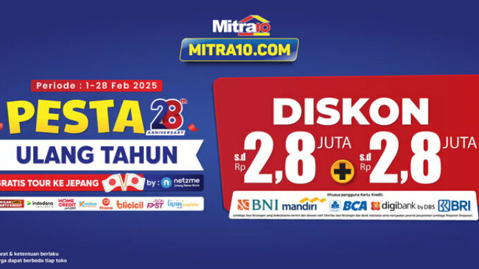 Promo Spesial Anniversary Mitra10 ke-28, Diskon dan Cashback Hingga Rp 2,8 Juta, Buruan Cek!