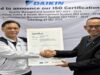 PT Daikin Industries Indonesia Resmi Kantongi Sertifikat ISO 9001:2015, ISO 45001:2018, dan ISO 14001:2015 dari PT TUV Rheinland Indonesia