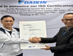 PT Daikin Industries Indonesia Resmi Kantongi Sertifikat ISO 9001:2015, ISO 45001:2018, dan ISO 14001:2015 dari PT TUV Rheinland Indonesia