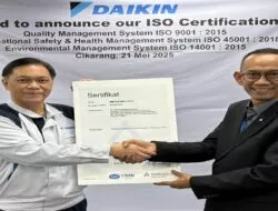 PT Daikin Industries Indonesia Resmi Kantongi Sertifikat ISO 9001:2015, ISO 45001:2018, dan ISO 14001:2015 dari PT TUV Rheinland Indonesia