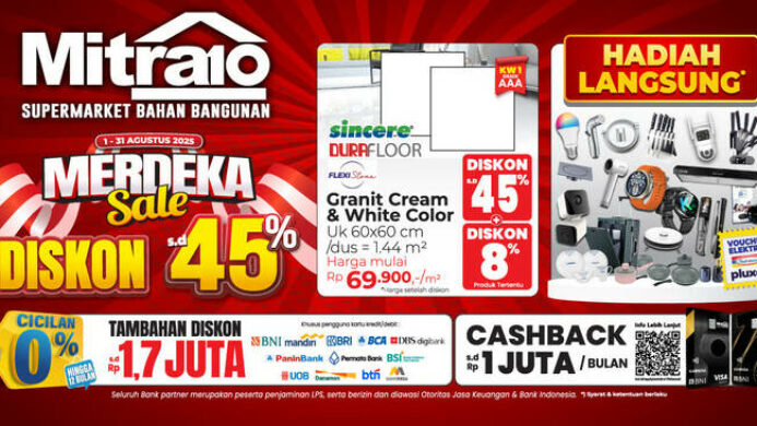 Belanja Merdeka di Mitra10! Diskon Hingga 45% dan Hadiah Langsung Tanpa Diundi