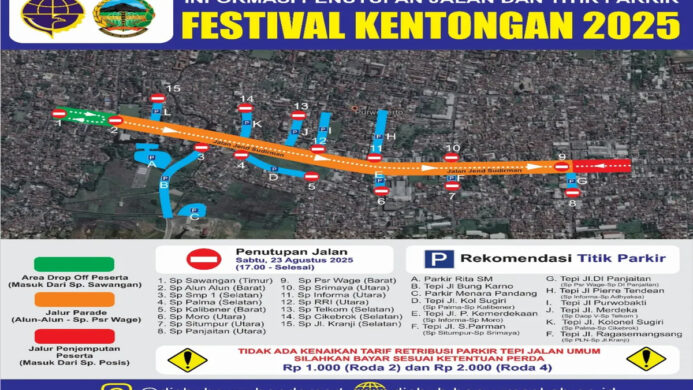 Jalur Festival Kenthongan Purwokerto 2025 (Foto instagram dishubguyubandsmart)