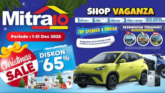 Sisa Sebulan Shopvaganza 2025, Nikmati Juga Diskon Christmas Sale Hingga 65% di Mitra10!