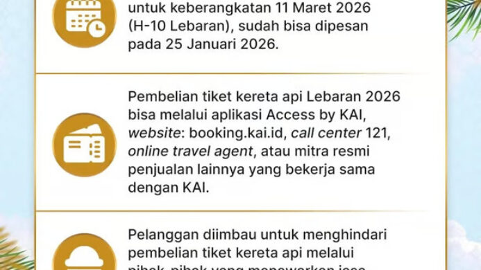 KAI Akan Buka Pemesanan Tiket Lebaran