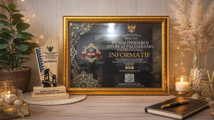 KAI Divre III Palembang Meraih Predikat Badan Publik Informatif