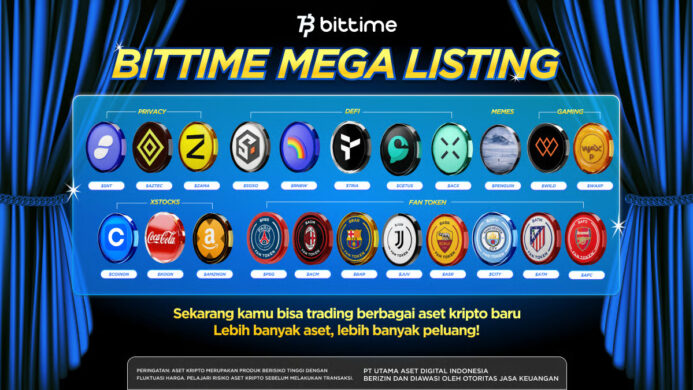 Bittime Mega Listing Peluang Diversifikasi di Tengah Penguatan Nilai Aset Bitcoin (BTC)
