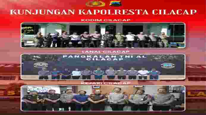 Kapolresta Cilacap Kunjungi Kodim 0703 Cilacap, Lanal Cilacap, dan Kejaksaan Negeri Cilacap