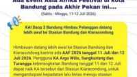 Asia Afrika Festival 2026 Digelar Akhir Pekan di Kota Bandung, KAI Daop 2 Bandung Imbau Pelanggan Datang ke Stasiun Lebih Awal