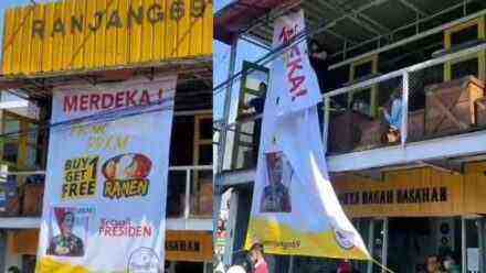 Baliho Makan Satu Gratis Satu Kecuali Presiden di Garut Diturunkan