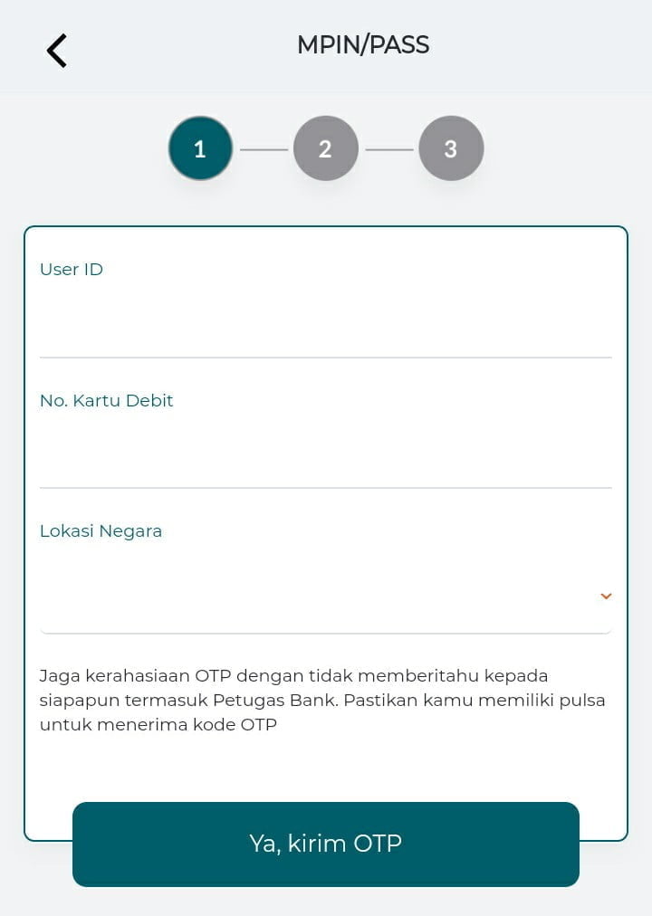 Form Buka Blokir, Lupa MPIN, Password Transaksi dan Aktivasi BNI Mobile Banking