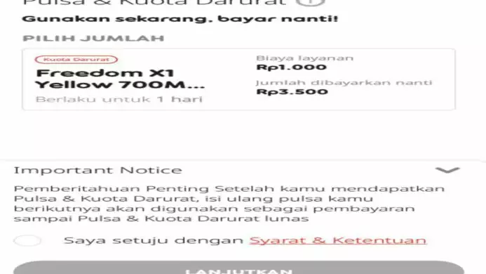Tangkapan Layar Pinjam Kuota Indosat Tak Tertera TOS Paket Sebelumnya akan Hilang