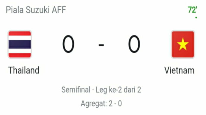 Thailand VS Vietnam masih 0 0 dalam Semi Final Piala AFF leg 2