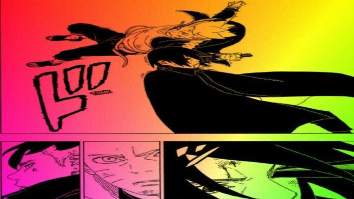 ilustrasi adegan boruto tusuk mata rinnegan sasuke pada chapter 53