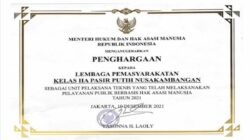 Lapas Pasir Putih Raih Penghargaan Pelayanan Publik Berbasis HAM
