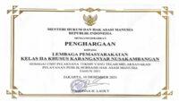 Lapas Khusus Kelas IIA Karanganyar Nusakambangan Sukses Raih Penghargaan Pelayanan Publik Berbasis HAM
