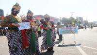 Penampilan Cantik Polwan Polres Tegal Berdandan Ala Pewayangan Sosialisasikan Protokol Kesehatan